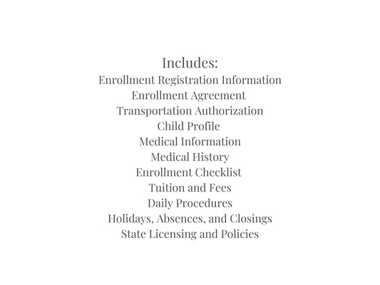 Daycare Enrollment Forms | Enrollment Forms Packet for Daycare Business - The Business Resource
