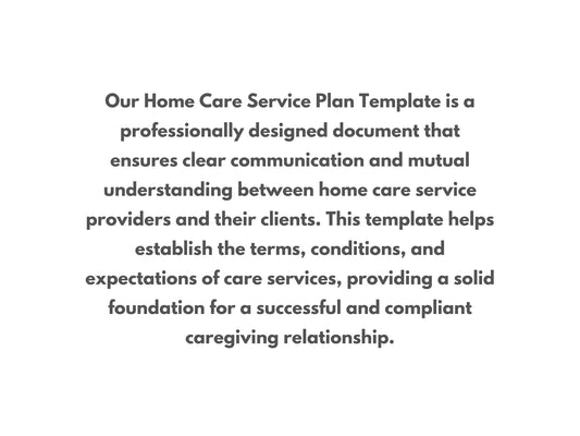 Home Care Service Plan Template