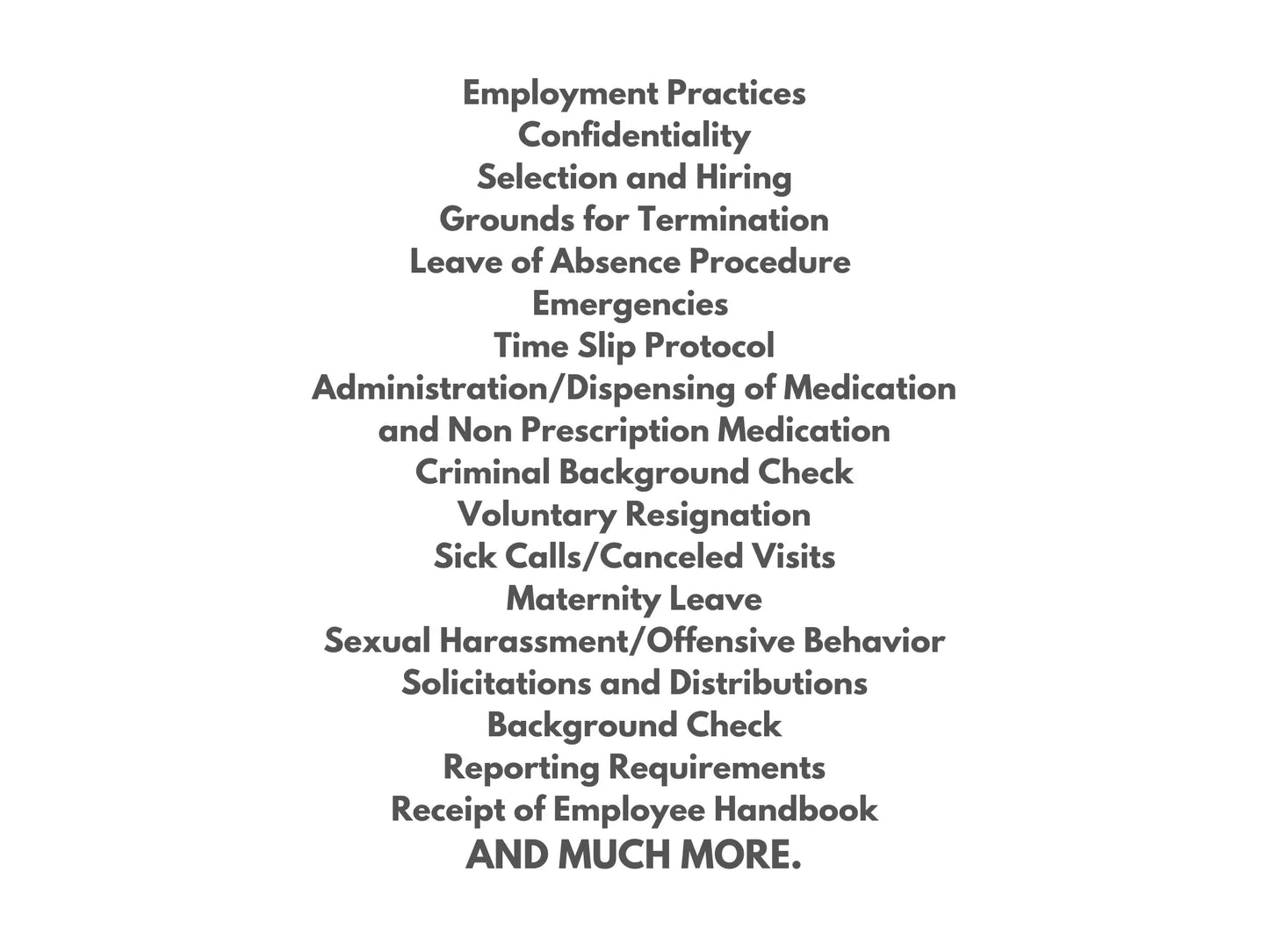 Employee Handbook
Home Care Agency
Home Health Agency
Elderly Care Services
Senior Home Health Care Services