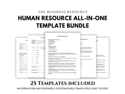 Human Resource All-in-One Template Bundle | For Any Type of Business | Onboarding Forms | Payroll & Benefits | Employee Records - The Business Resource