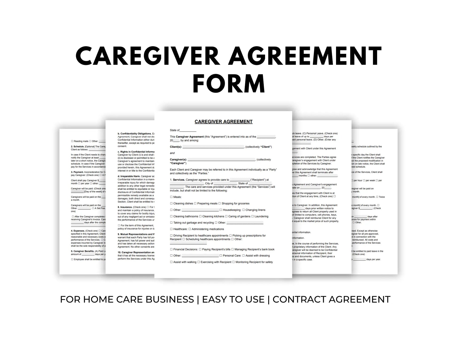 Caregiver Agreement Form Home care agency Home Health Care Services