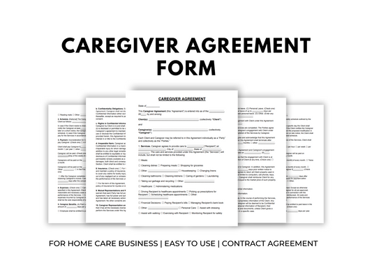 Caregiver Agreement Form for Home Care Services | Non-Medical Caregiver Agreement Template