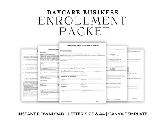 Daycare Enrollment Forms | Enrollment Forms Packet for Daycare Business - The Business Resource